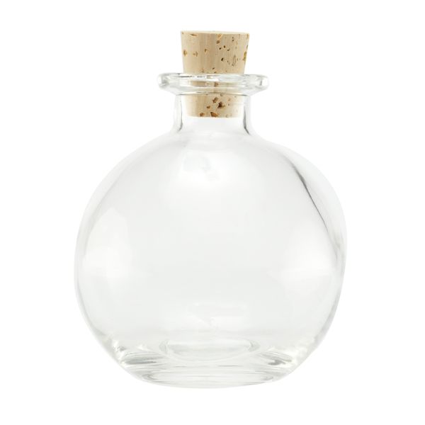 8.5oz Spherical Clear Glass Bottle with Cork