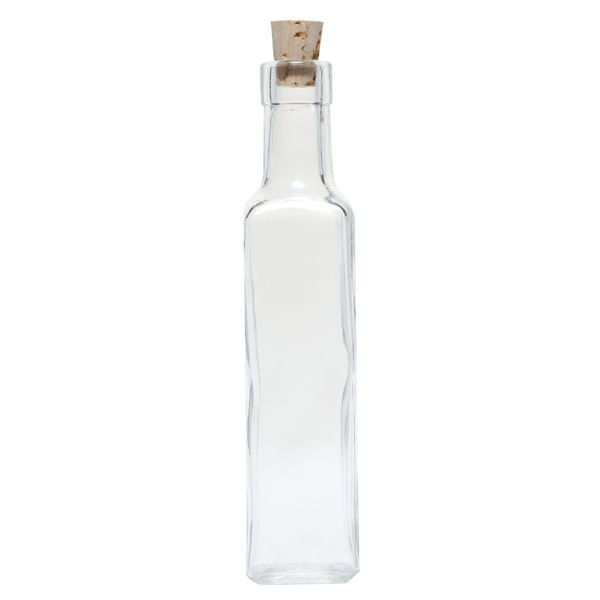 8.5 Ounce Square Glass Bottle with Cork