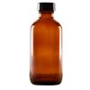 thumbnail image 2 of 4 Oz Amber Glass Boston Round Bottles – Pack With Poly Cone Lined Black Caps 2 of 3