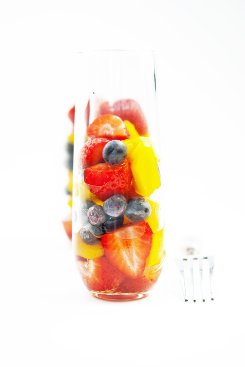 fresh fruit with vanilla bean syrup