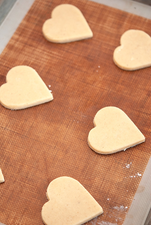 black and white shortbread hearts