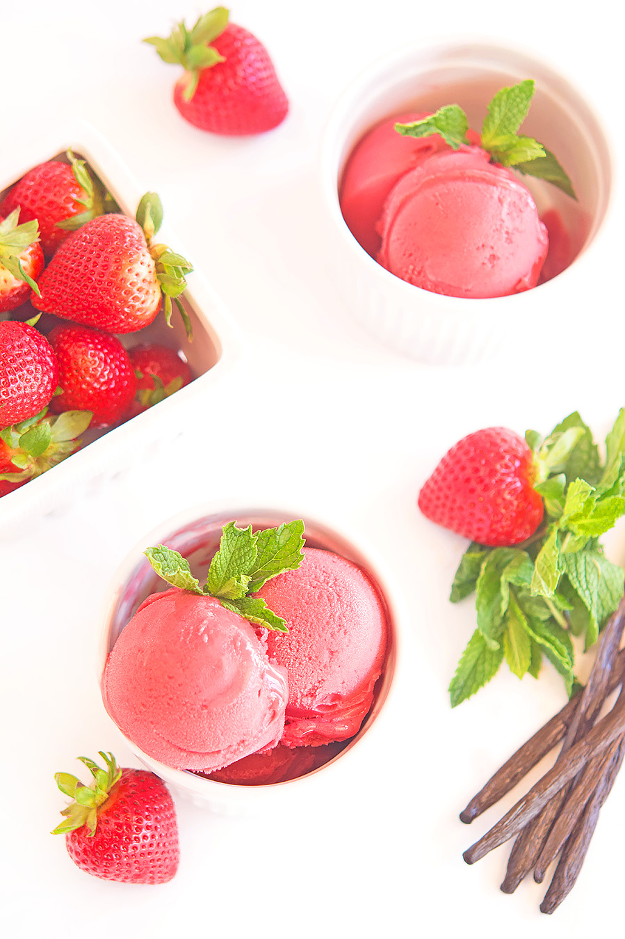 Strawberry Mint Sorbet Recipe Homemade Strawberry Sorbet