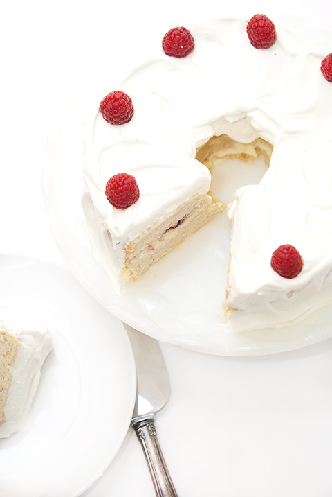 white chocolate ganache angel cake