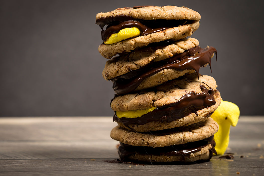 Marshmallow Peeps Chocolate Chip Cookie Smores