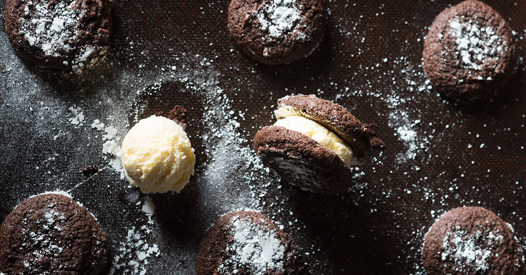 Chocolate Crackle Cookie Ice Cream Sandwiches