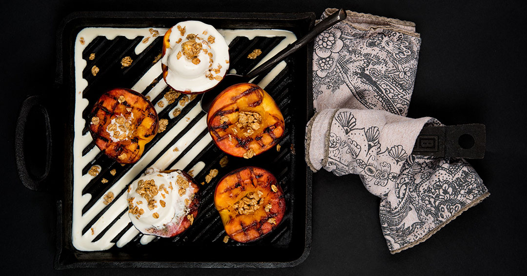 Grilled Peaches with Lavender Honey Glaze