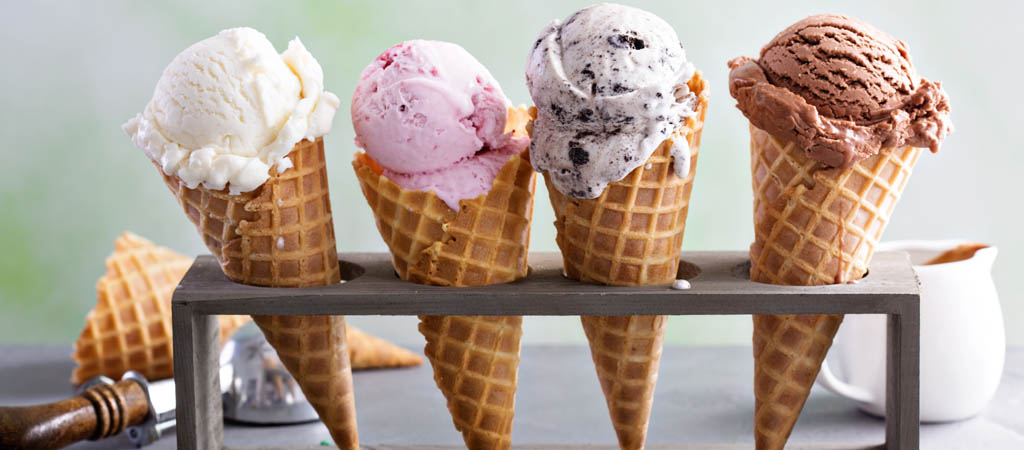 homemade ice cream in cones