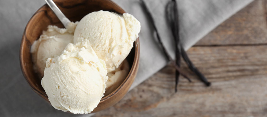 bowl of homemade ice cream